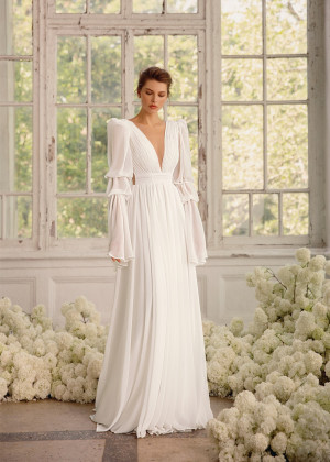 Ivory Chiffon V Back Airy Wedding Dress Ivory Chiffon V Back Airy Wedding Dress